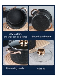 Sharpdo 8 Piece  Non-stick Cookware Set, Iron Pots and Pans, Tempered Glass Lids - Frying Pan, Casserole, Saucepan, Grill Pan, Kitchen Tools - Black  - Image 5