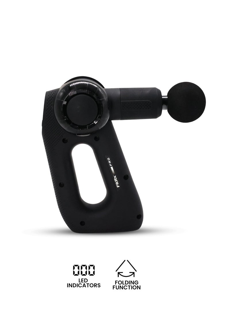 GEEPAS 5-Speed Powerful Massage Gun| LED Indicator, Folding Design with 3 Adjustable Angles| Includes Round, Flat, Precision and Dual Heads| Relieves Muscle Soreness and Stiffness, Massager for Shoulder, Back, Full Body Relaxation| 2 Years Warranty GM86092UK - Image 2