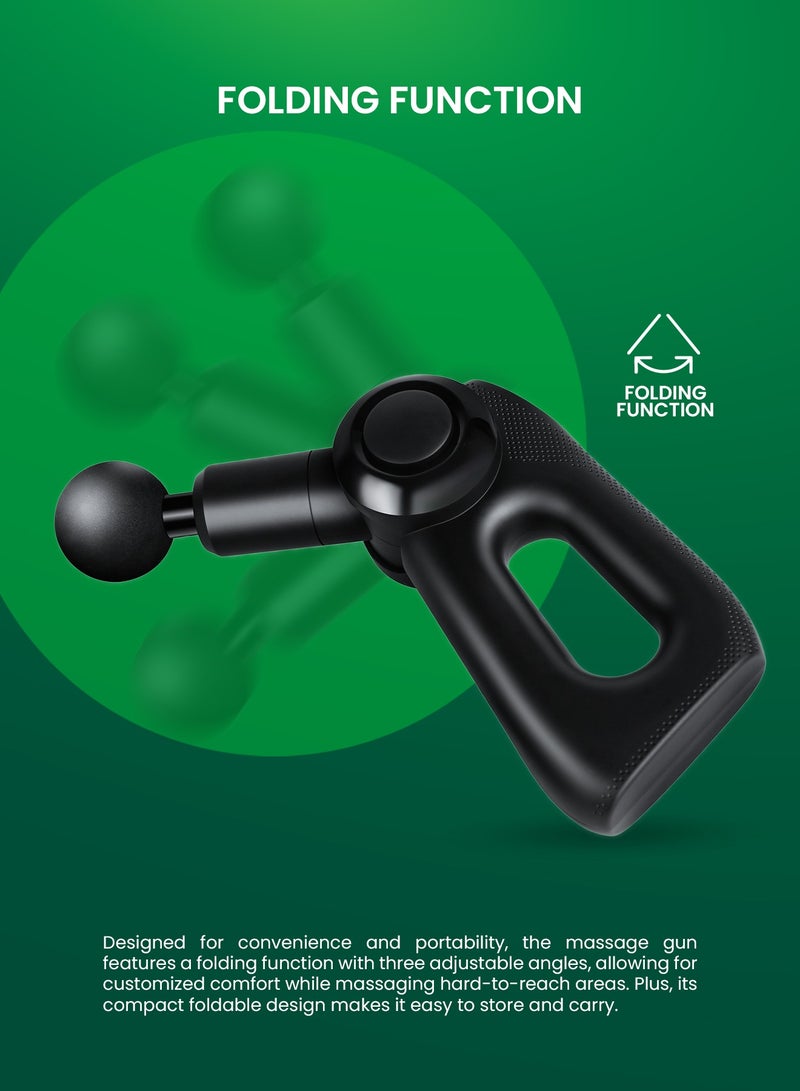 GEEPAS 5-Speed Powerful Massage Gun| LED Indicator, Folding Design with 3 Adjustable Angles| Includes Round, Flat, Precision and Dual Heads| Relieves Muscle Soreness and Stiffness, Massager for Shoulder, Back, Full Body Relaxation| 2 Years Warranty GM86092UK - Image 5