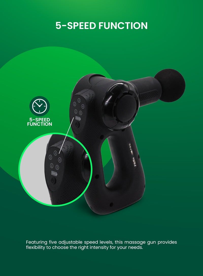 GEEPAS 5-Speed Powerful Massage Gun| LED Indicator, Folding Design with 3 Adjustable Angles| Includes Round, Flat, Precision and Dual Heads| Relieves Muscle Soreness and Stiffness, Massager for Shoulder, Back, Full Body Relaxation| 2 Years Warranty GM86092UK - Image 3