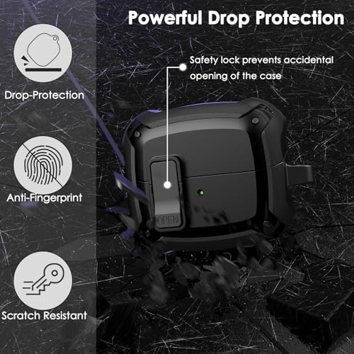 AIRSPO Compatible with Samsung Galaxy Buds 3 Case & Galaxy Buds 3 Pro Case with Cleaner kit, Military Hard Case with Lock for Samsung Galaxy Buds3 Wireless Charging Cases, Black - Image 3