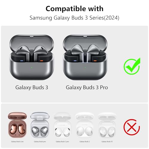 AIRSPO Compatible with Samsung Galaxy Buds 3 Case & Galaxy Buds 3 Pro Case with Cleaner kit, Military Hard Case with Lock for Samsung Galaxy Buds3 Wireless Charging Cases, Black - Image 2