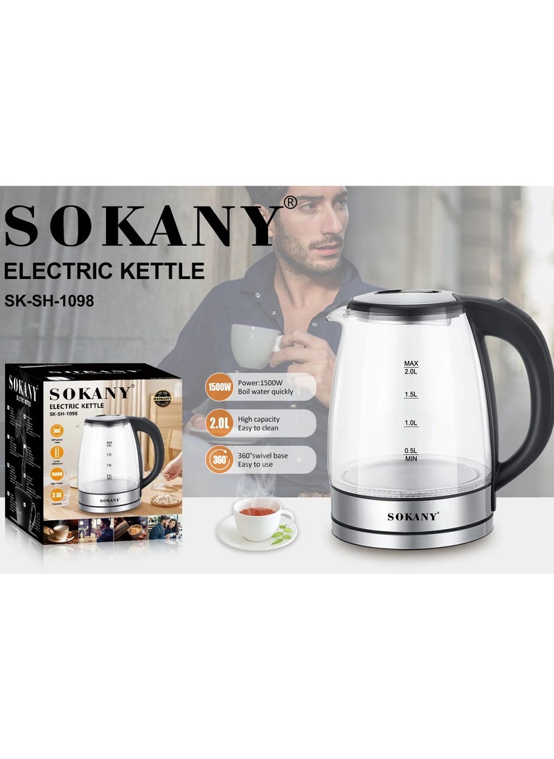 غلاية كهربائية زجاجيه  من سوكاني 2 لتر بقوه 1800 وات SK-SH-1098 بضمان سنه - pzsku/ZB81059C6E8219F8CF5E3Z/45/_/1734821702/7acffcde-dd1b-40d7-b19f-6b1ada5e2f71