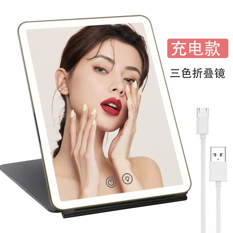 Led Foldableing Makeup Mirror Rechargeable Flat Mirror Led Makeup Mirror With Light Portable Travel Desktop Flip Makeup Mirror - Image 2