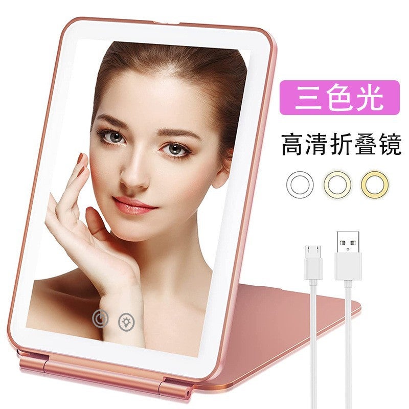 Led Foldableing Makeup Mirror Rechargeable Flat Mirror Led Makeup Mirror With Light Portable Travel Desktop Flip Makeup Mirror - Image 4