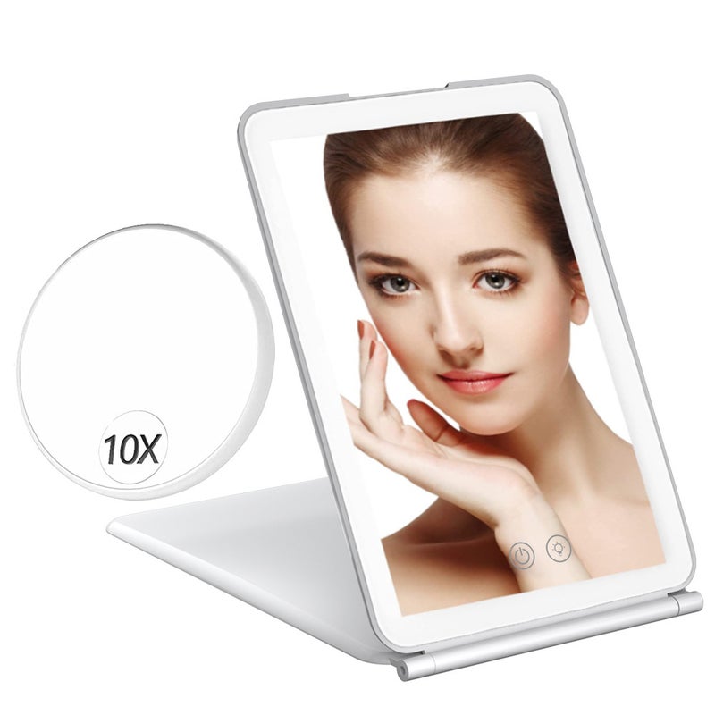 Led Foldableing Makeup Mirror Rechargeable Flat Mirror Led Makeup Mirror With Light Portable Travel Desktop Flip Makeup Mirror - Image 1