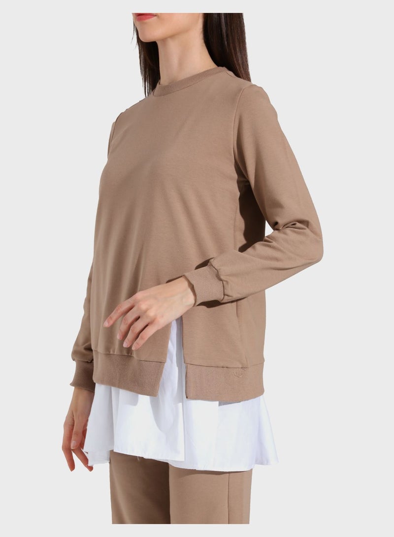 Benin by modanisa Crew Neck And Pants Set - Image 4