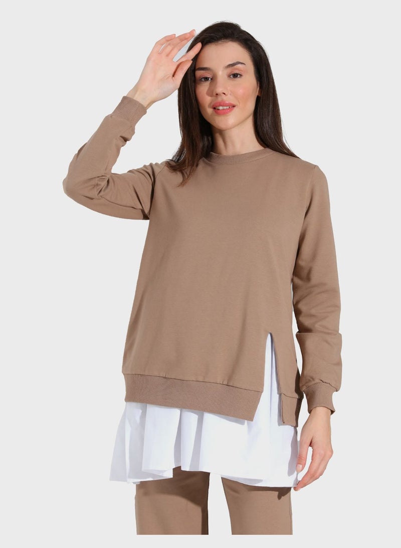 Benin by modanisa Crew Neck And Pants Set - Image 3