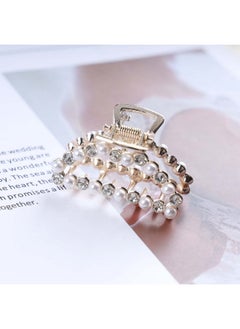 Yheakne Vintage Pearl Hair Claw Clip Metal Gold Pearl Hair Claws Clip Thick Hair Holder Clips Strong Jaw Hair Clamp Non Slip Hair Catch Barrette Decorative Hair Accessories For Women And Girls  - Image 2