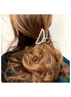 Yheakne Vintage Pearl Hair Claw Clip Metal Gold Pearl Hair Claws Clip Thick Hair Holder Clips Strong Jaw Hair Clamp Non Slip Hair Catch Barrette Decorative Hair Accessories For Women And Girls  - Image 1