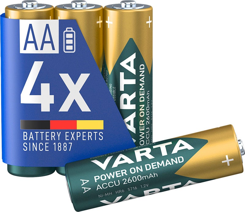 VARTA Rechargeable Ready2Use Pre-Charged AA Mignon Ni-Mh Battery (4-Pack, 2,600mAh, 4-Pack), Rechargeable Without Memory Effect - Ready for immediate use - Image 3
