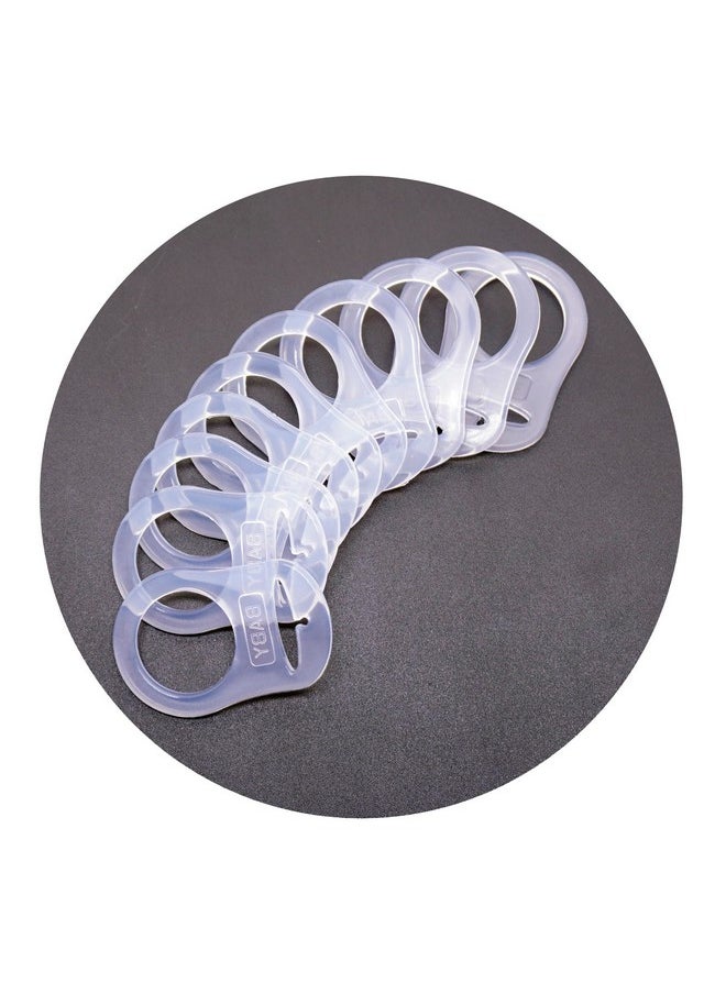 Sutoyuen - 10 Clean Food Grade Transparent Silicone Adapter Rings Holder For Button Style Maam Dummy Baby Pacifier Soother Teething Ribbon Clip - Image 1