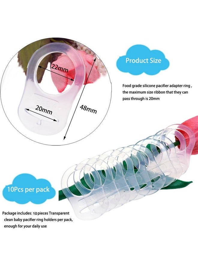 Sutoyuen - 10 Clean Food Grade Transparent Silicone Adapter Rings Holder For Button Style Maam Dummy Baby Pacifier Soother Teething Ribbon Clip - Image 1