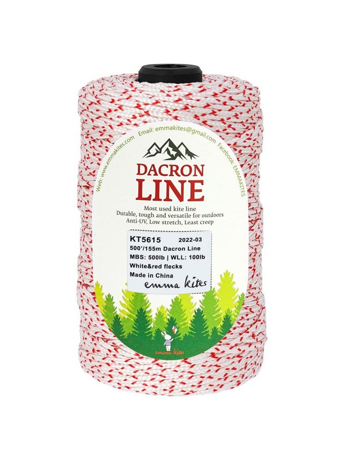 إيما كايتس خيط طائرة ورقية مضفر من إيما كايتس، 500 رطل، 500 قدم، حبل من البوليستر الداكرون، بكرة، خط طائرة ورقية للطيران الكبير، حرفة تكتيكية خارجية، مطاط منخفض، شديد التحمل - Image 1