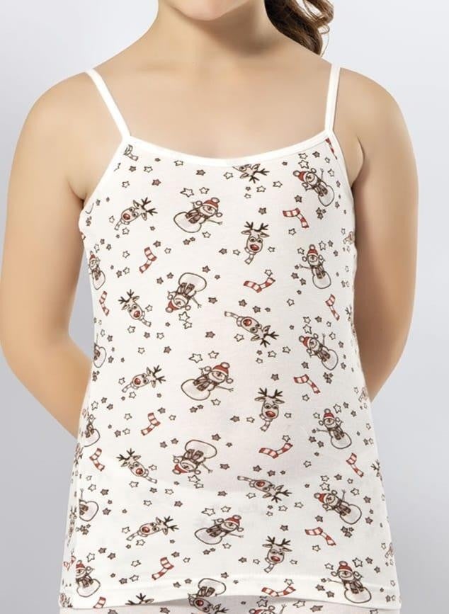 KOTA 3405 Girl Colorful Patterned Rope Suspender Undershirt 12 Pieces  - Image 1