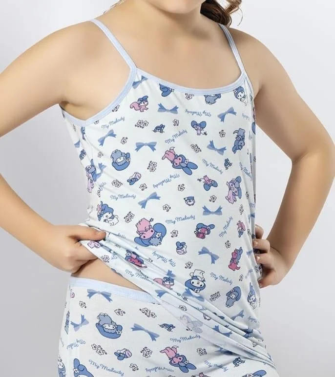 KOTA 3405 Girl Colorful Patterned Rope Suspender Undershirt 12 Pieces
