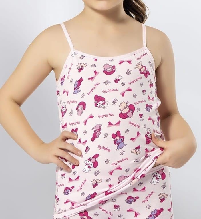 KOTA 3405 Girl Colorful Patterned Rope Suspender Undershirt 12 Pieces  - Image 2