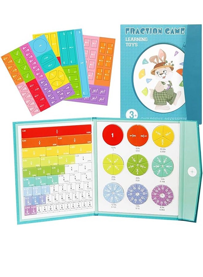 Magnetic Fraction Educational Puzzle, Magnetic Fraction Tiles And Fraction Circles, Math Fraction Manipulative Education, Magnetic Rainbow Fraction Tiles Circles (1 Set) - Image 1