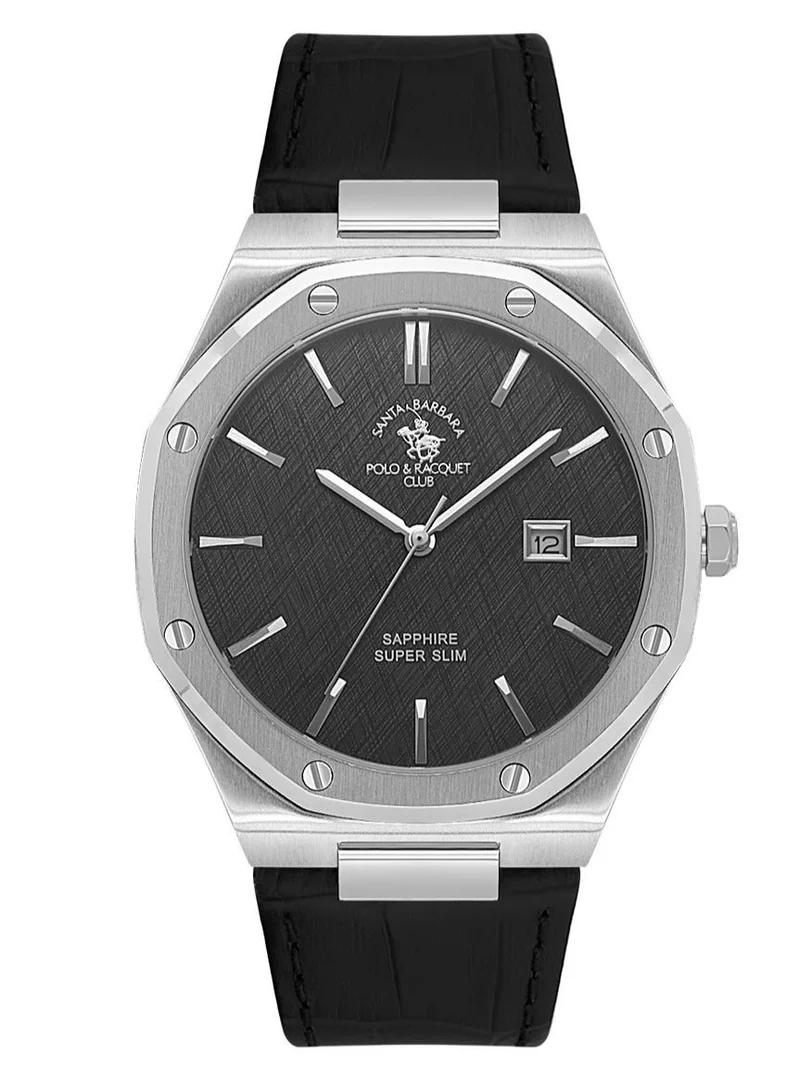 SANTA BARBARA POLO & RACQUET CLUB Santa Barbara Polo & Racquet Club - Noble Men's Watch | Leather Band with Steel Case | Analog | Round Dial | Sapphire Glass | Japanese Quartz | Water Resistance 50 Meters