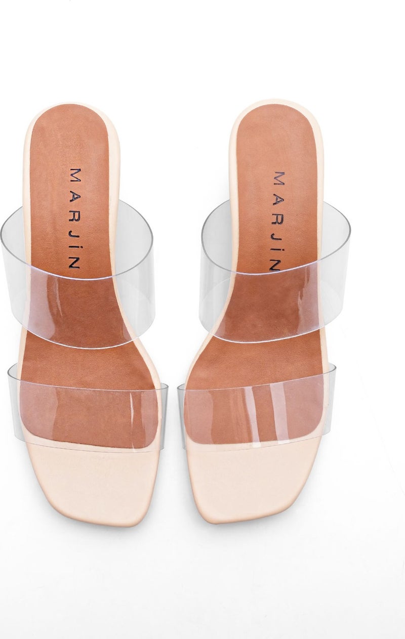 MARJIN Women's Transparent Banded Transparent Heeled Slippers Yesva - Image 5
