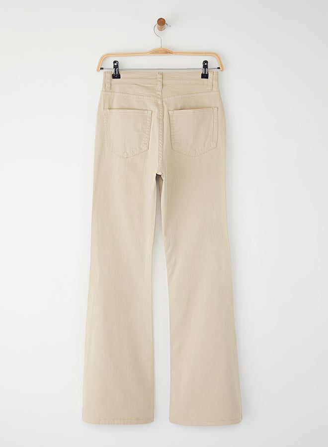 trendyol Beige High Waist Flare Jeans - Image 5