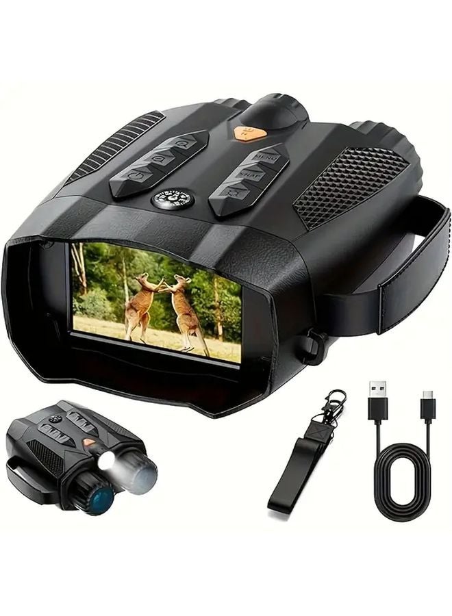 Black 4K HD Night Vision Binoculars 3 Inch Display 10x Zoom Infrared USB Rechargeable - Image 1