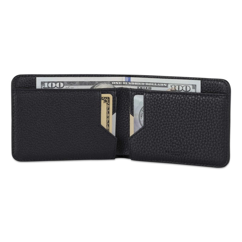 Vaultskin MANHATTAN Slim RFID Blocking Bifold Leather Wallet for Men - Minimalist Front Pocket Card Holder, Holds 9 Cards & Cash, Premium Italian Leather (Matt Black) - Image 2