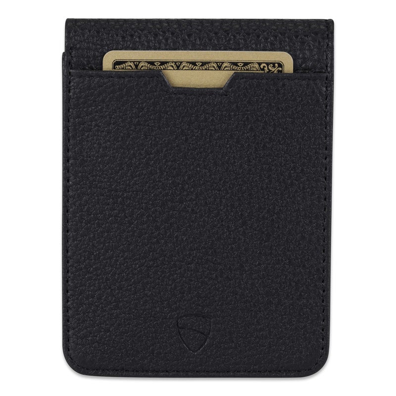 Vaultskin MANHATTAN Slim RFID Blocking Bifold Leather Wallet for Men - Minimalist Front Pocket Card Holder, Holds 9 Cards & Cash, Premium Italian Leather (Matt Black) - Image 3