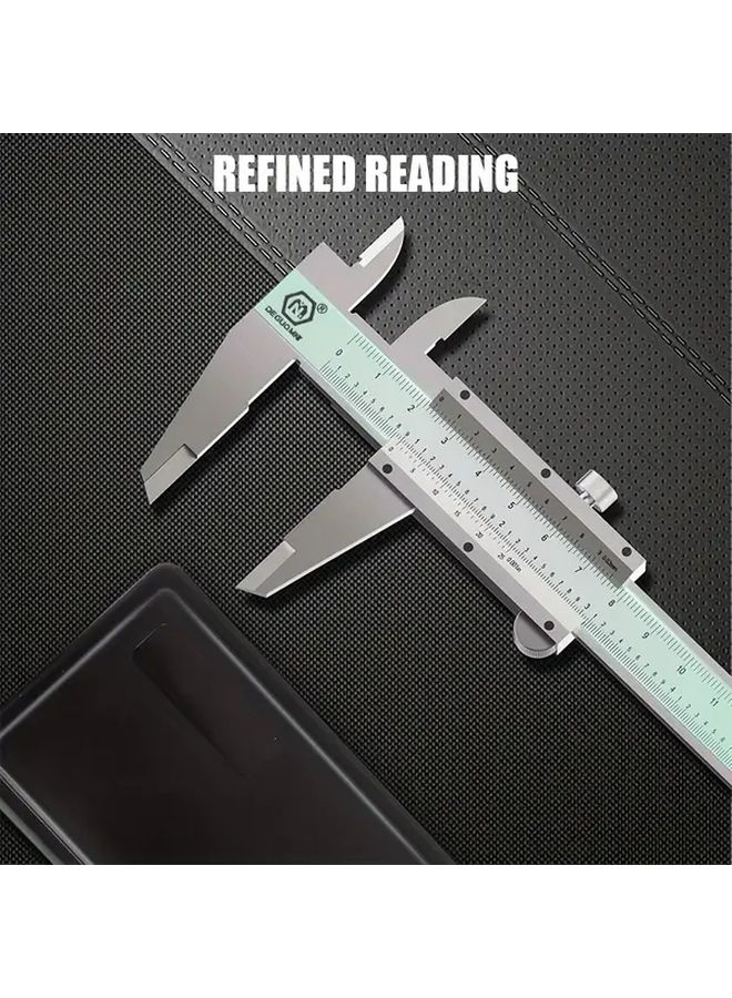 150 مم فرجار قياس فيرنييه من الفولاذ المقاوم للصدأ 6 بوصة أداة قياس دقيقة تصميم أسود متين للهندسة وأعمال المعادن والأعمال اليدوية - Image 1