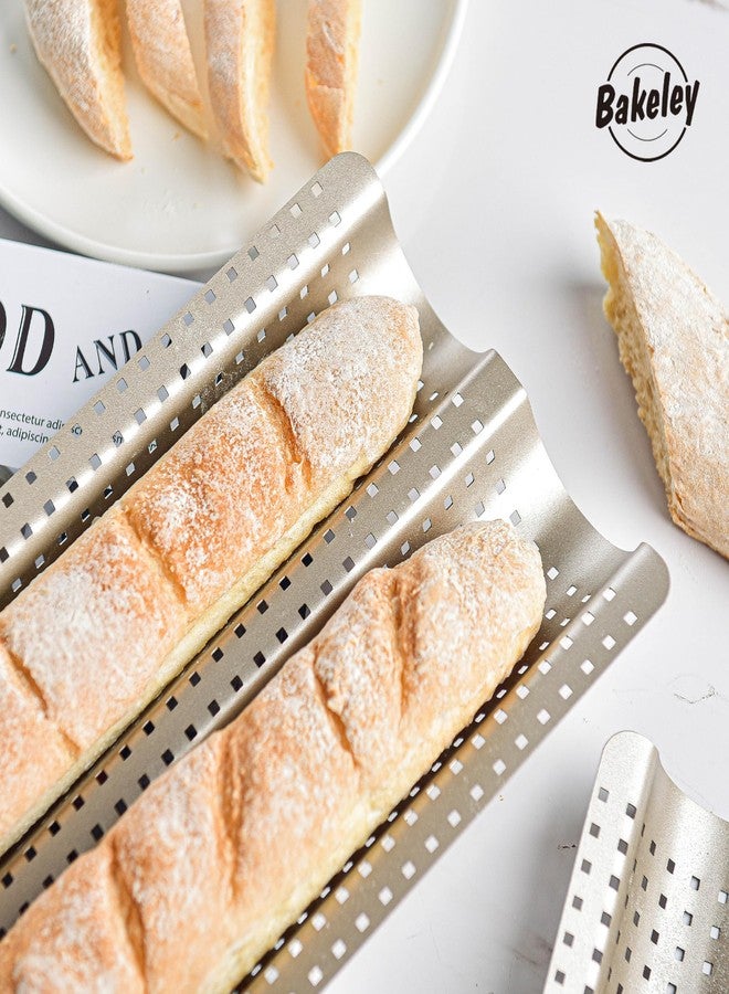 Bakeley French Baguette Bread Pan, Perforated 2 Loaves Baguette Baking Pan, 14.75" x 9.45", Non-Stick Ultra-Ventilate French Bagette Bread Pan for Oven Baking (Champagne Gold) - Image 5