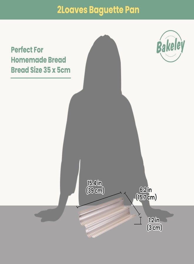 Bakeley French Baguette Bread Pan, Perforated 2 Loaves Baguette Baking Pan, 14.75" x 9.45", Non-Stick Ultra-Ventilate French Bagette Bread Pan for Oven Baking (Champagne Gold) - Image 3
