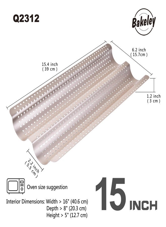 Bakeley French Baguette Bread Pan, Perforated 2 Loaves Baguette Baking Pan, 14.75" x 9.45", Non-Stick Ultra-Ventilate French Bagette Bread Pan for Oven Baking (Champagne Gold) - Image 2