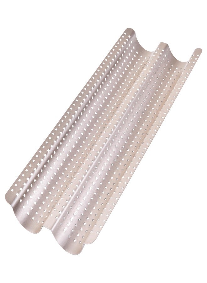 Bakeley French Baguette Bread Pan, Perforated 2 Loaves Baguette Baking Pan, 14.75" x 9.45", Non-Stick Ultra-Ventilate French Bagette Bread Pan for Oven Baking (Champagne Gold) - Image 1