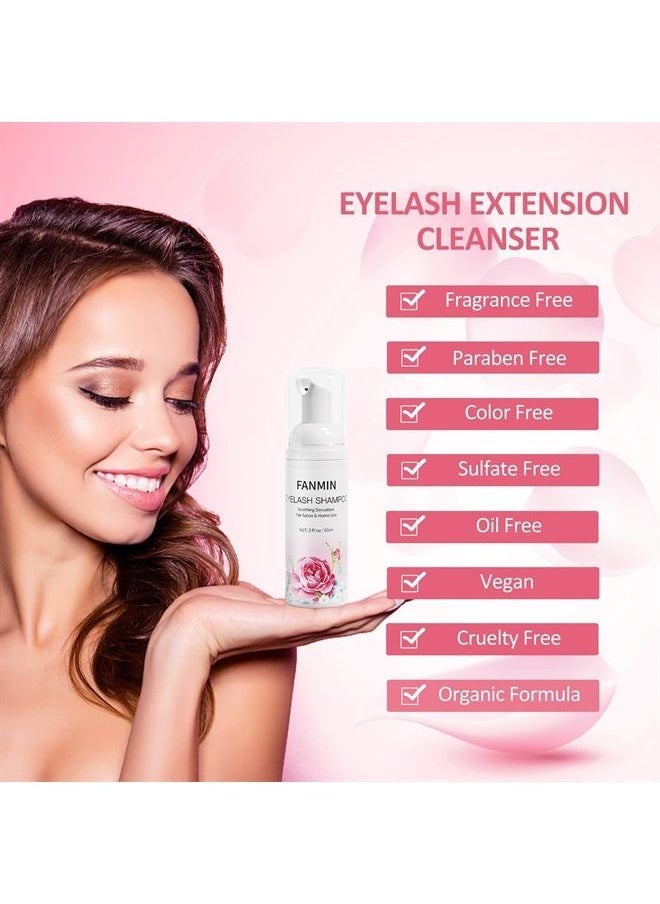 Eyelash Extension Cleanser 60ml +Mascara Wand+ Brush Eyelid Foaming Cleanser,Eyelash Wash and Lash Bath for Extensions,Paraben & Sulfate Free,Makeup Remover,Salon and Home use（60ml/2fl.oz） - pzsku/ZB810DCF661775AD29A53Z/45/_/1684213878/5e7be25d-cf64-4841-8b8e-8603159071b5