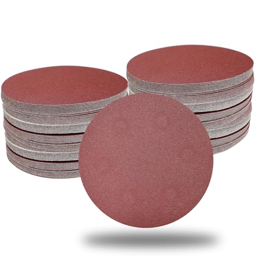 Tonmp 100 PCS 6 Inch No Hole Hook and Loop Sanding Disc Set- 60 80 120 240 400 Grit Sandpaper, 6" Aluminum Oxide Sander Paper for Random Orbit Sanders - Image 1