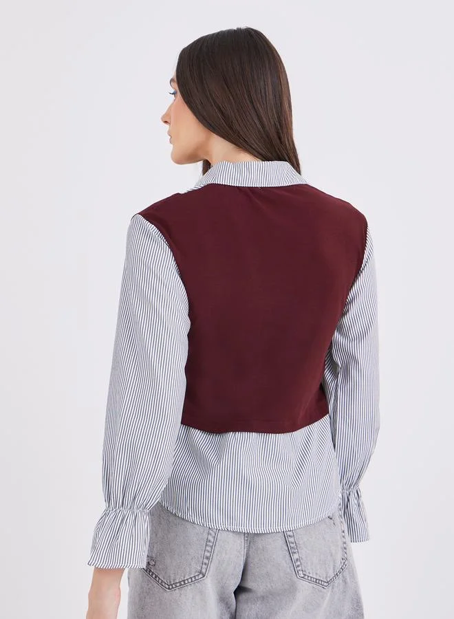 Styli Styli Layered Look Striped Shirt