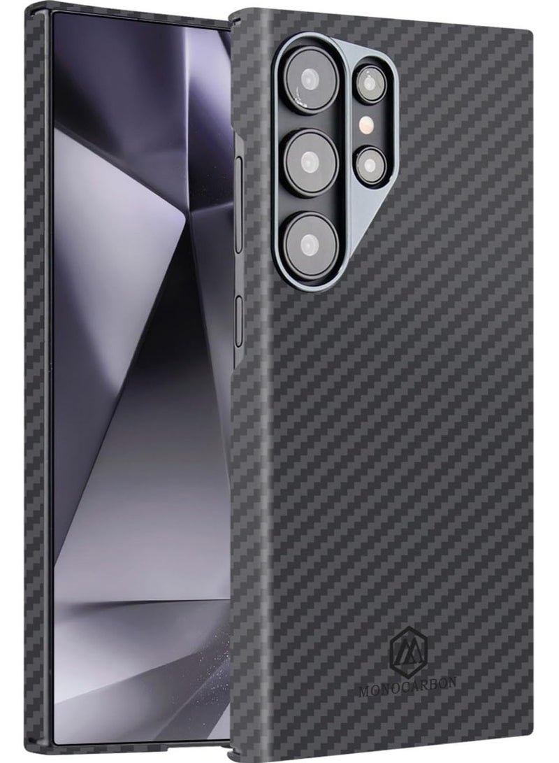 MONOCARBON Real Aramid Fiber Samsung Galaxy S24 ULTRA Case Cover ULTRA SLIM MagSafe Compatible Lightweight Anti-Scratch - Matte Black - Image 4