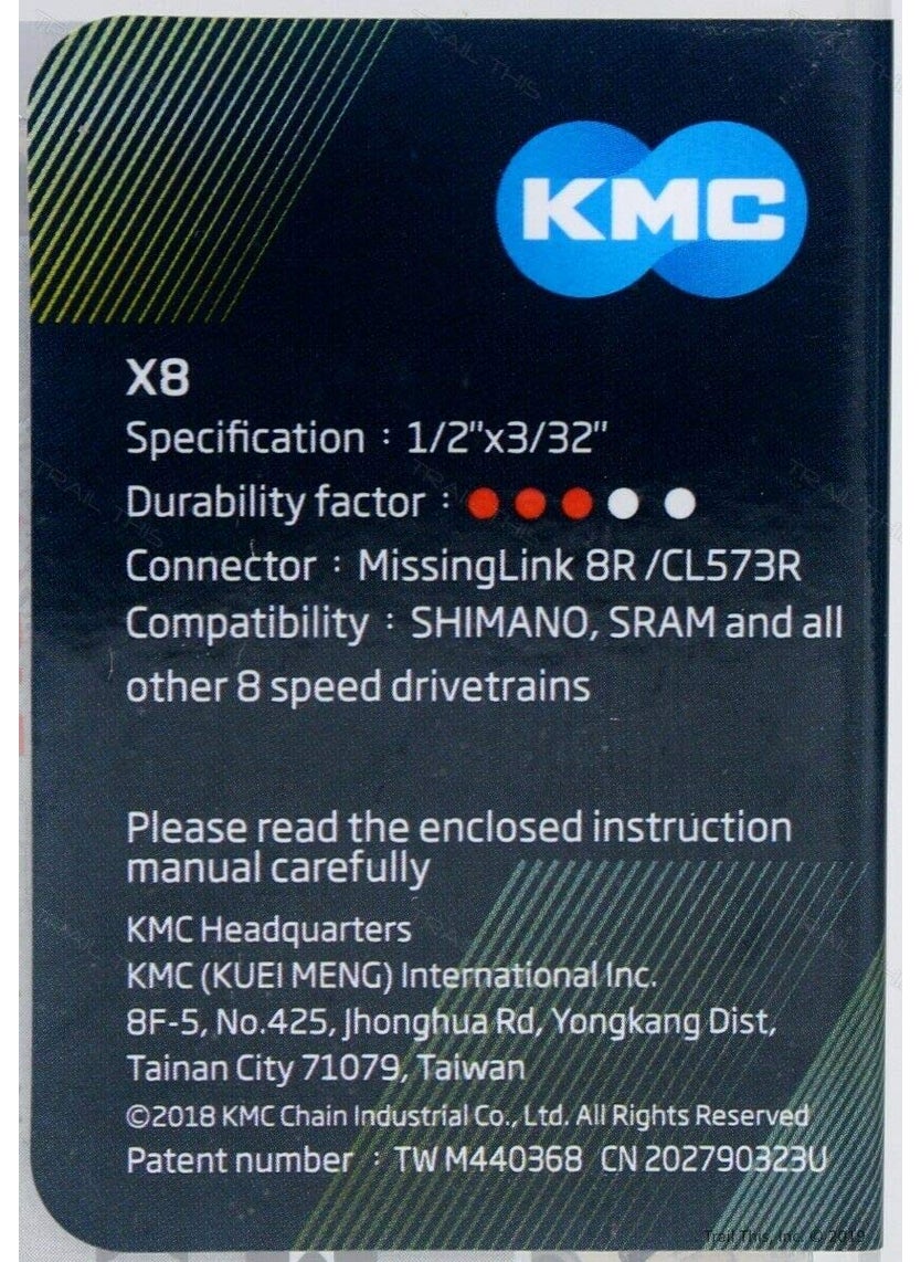 KMC KMC X8 8Speed Nickel Plate edition XSeries Bicycle Chain Compatible with Shimano SRAM Campagnolo and All Major Systems  - Image 4