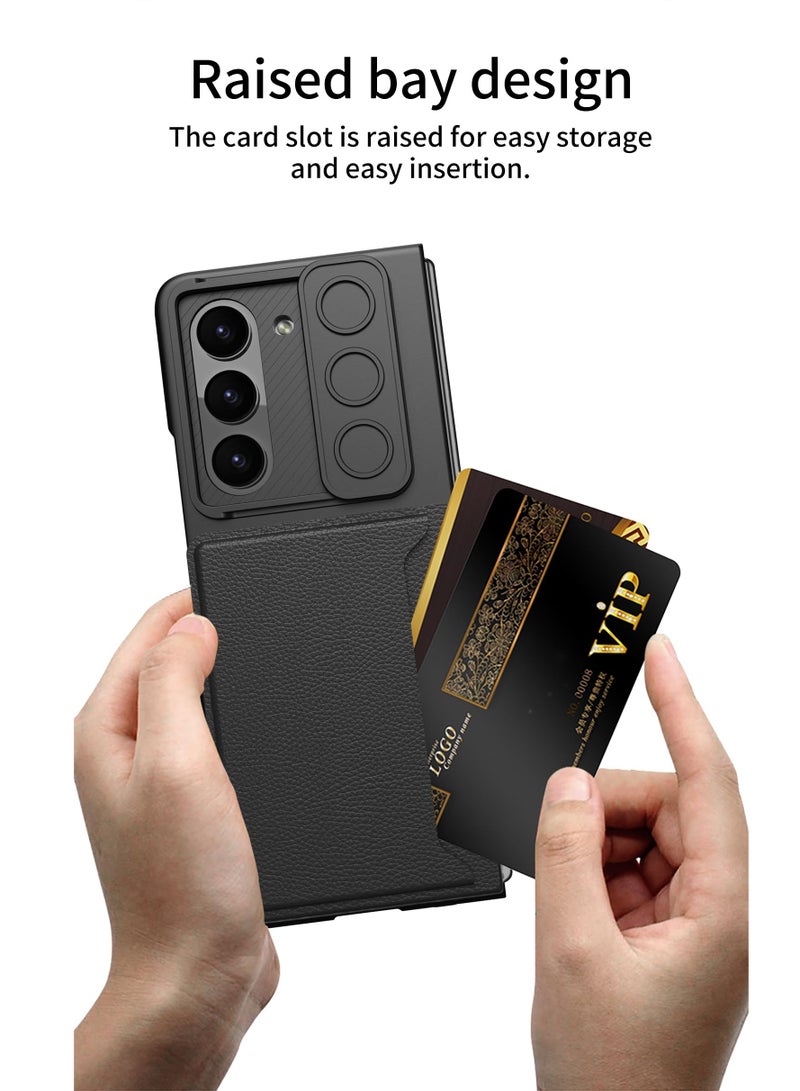 Excefore for Galaxy Z Fold 5 Case with Card Holder & Slide Camera Cover & Front Screen Protector, Slim Fit Phone Case for Samsung Z Fold 5 Case(Black) - Image 5