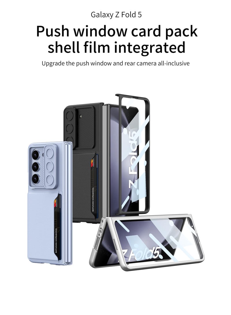 Excefore for Galaxy Z Fold 5 Case with Card Holder & Slide Camera Cover & Front Screen Protector, Slim Fit Phone Case for Samsung Z Fold 5 Case(Black) - Image 2