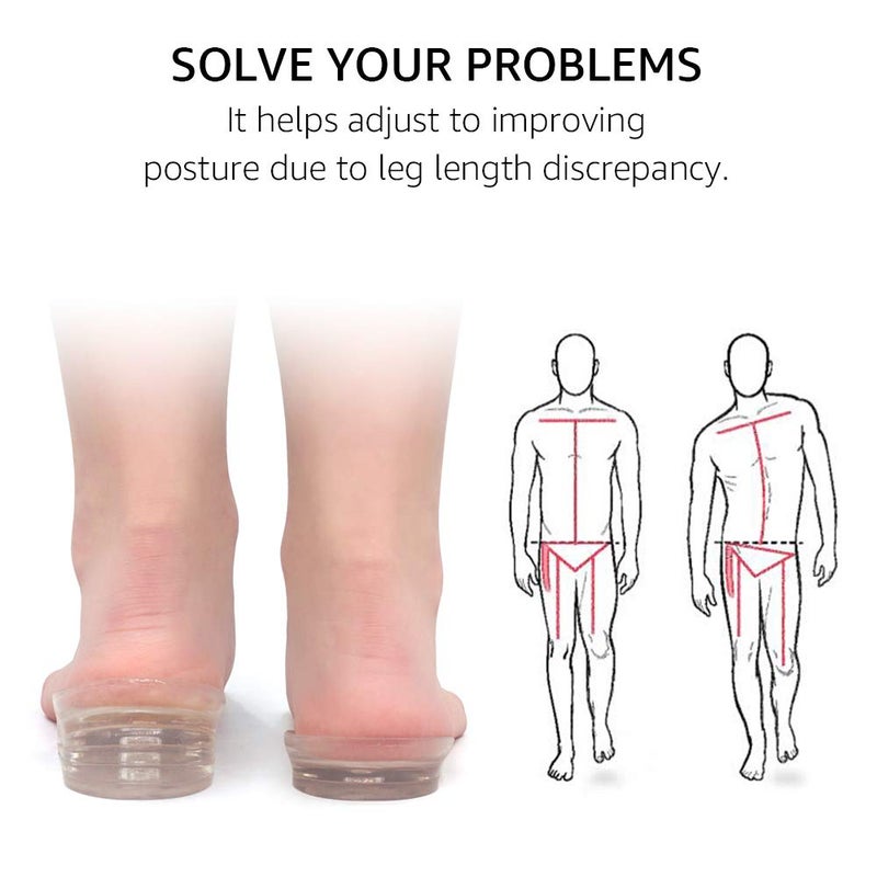 Dr.Foot Adjustable 5-Layer Height Increase Insoles, Silicone Heel Cushion Inserts for Men and Women, Gel Heel Lift Inserts for Leg Length Discrepancy - Image 2