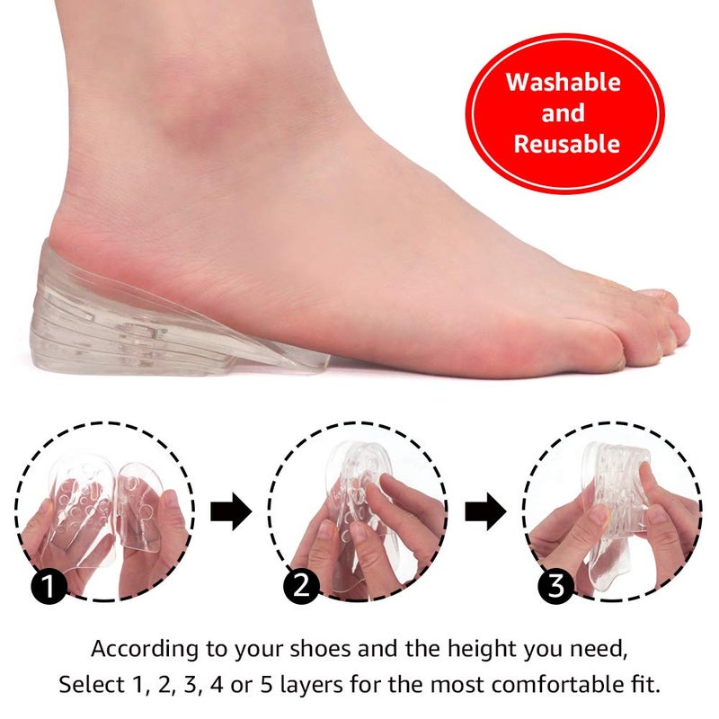 Dr.Foot Adjustable 5-Layer Height Increase Insoles, Silicone Heel Cushion Inserts for Men and Women, Gel Heel Lift Inserts for Leg Length Discrepancy - Image 5