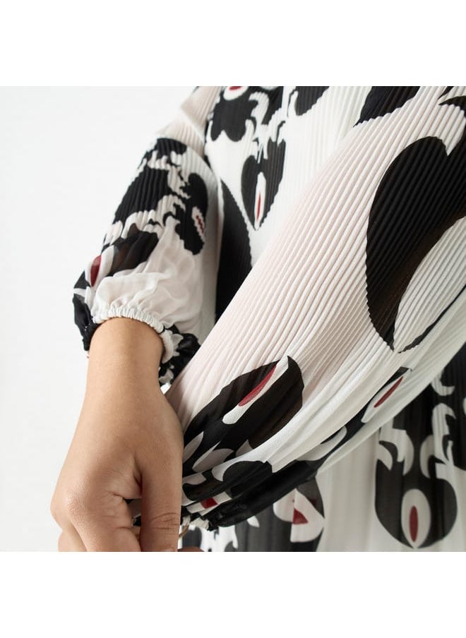 Ulla Popken Plus Size Ulla Popken All-Over Print Dress with Long Sleeves  - Image 4