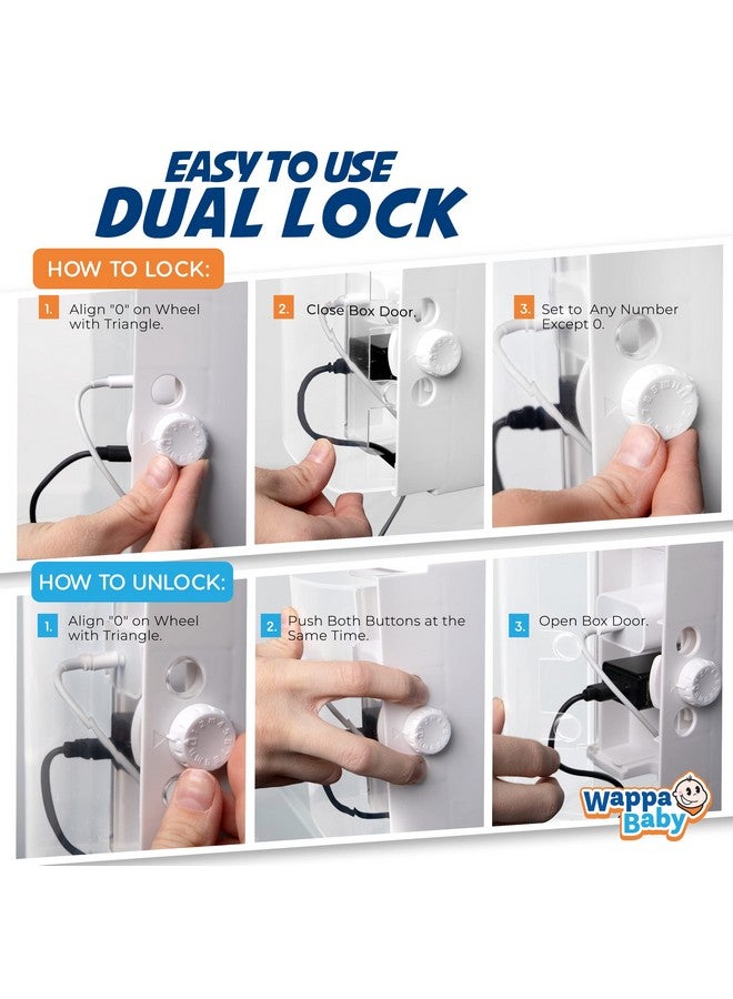 Wappa Baby Clear Outlet Cover Box [Patented] Double Lock For Much Better Toddler Proofing Easier Operation Simple 3 Step Install With Included Screws. Provides Extra Space Inside For Plugs - Image 3