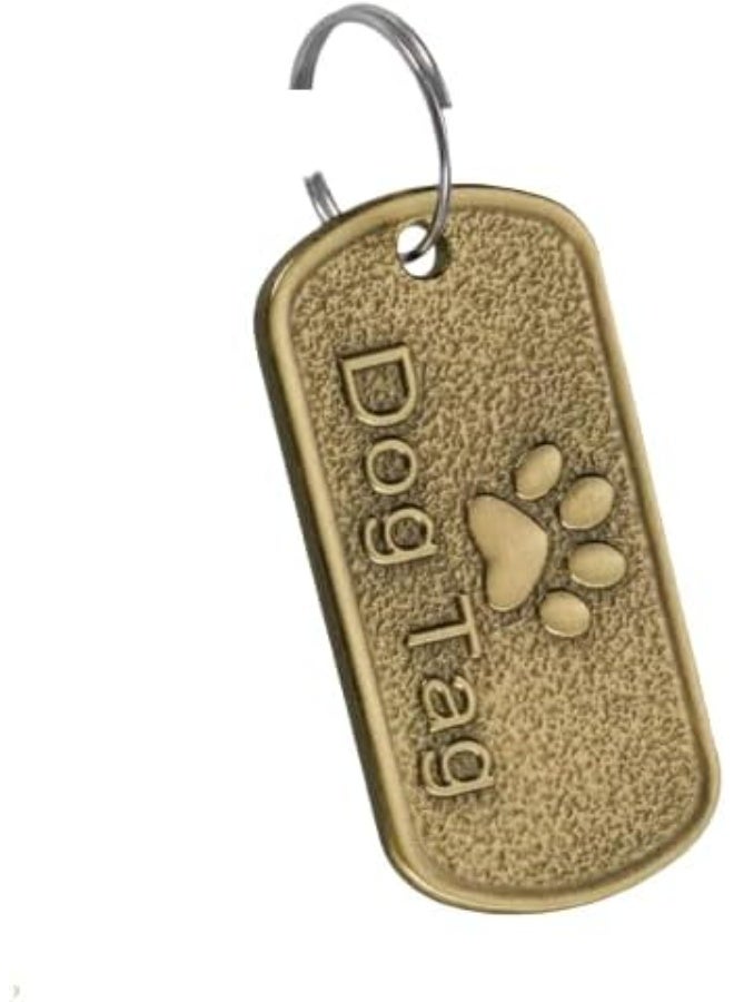 طوق تعريف معدني عتيق للكلاب والقطط (Dog Tag)، نقش بصمة مخلب، مقاوم للصدأ، لون برونزي ذهبي للأمان. - Image 1