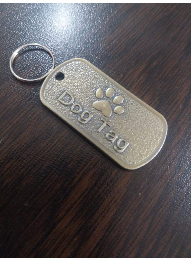 طوق تعريف معدني عتيق للكلاب والقطط (Dog Tag)، نقش بصمة مخلب، مقاوم للصدأ، لون برونزي ذهبي للأمان. - Image 3