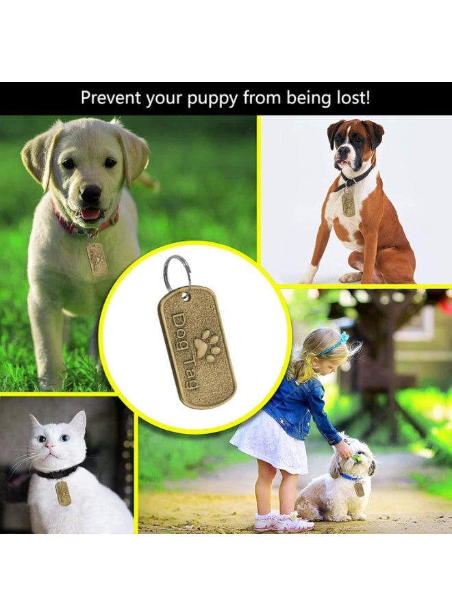 طوق تعريف معدني عتيق للكلاب والقطط (Dog Tag)، نقش بصمة مخلب، مقاوم للصدأ، لون برونزي ذهبي للأمان. - Image 5