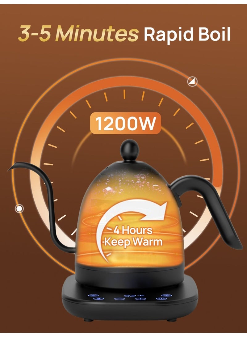Brutelle Electric Gooseneck Kettle V60 Coffee Kettle Tea Kettle 0.8L 1200W Auto Safety Fast Boil Ideal for Home Office and Coffee Corner - Image 3