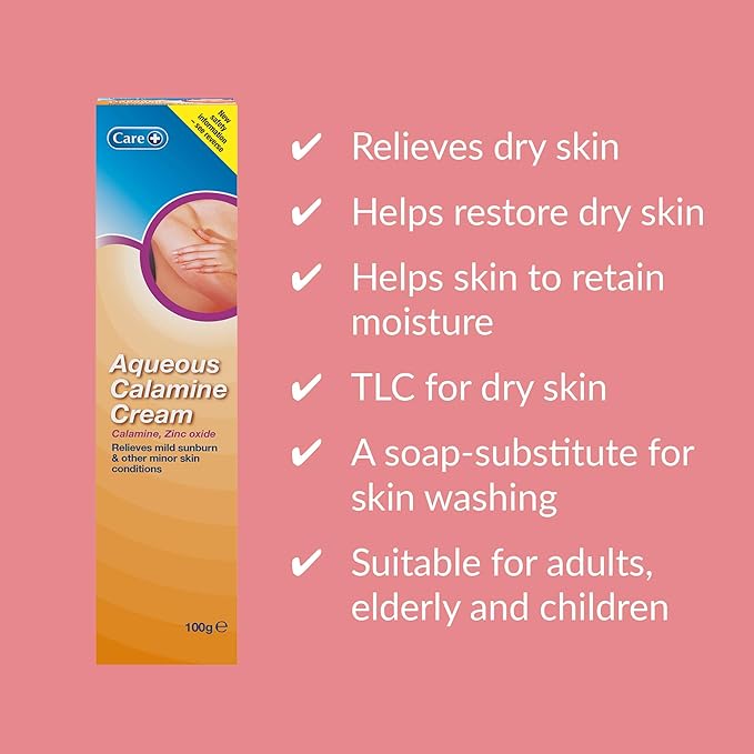 Care Aqueous Calamine Cream Sunburn Relief Soothing Itch Relief Cream Itchy skin relief for adults Children TLC For Dry Skin And Other Minor Skin Conditions 100g 1 Pack - Image 3