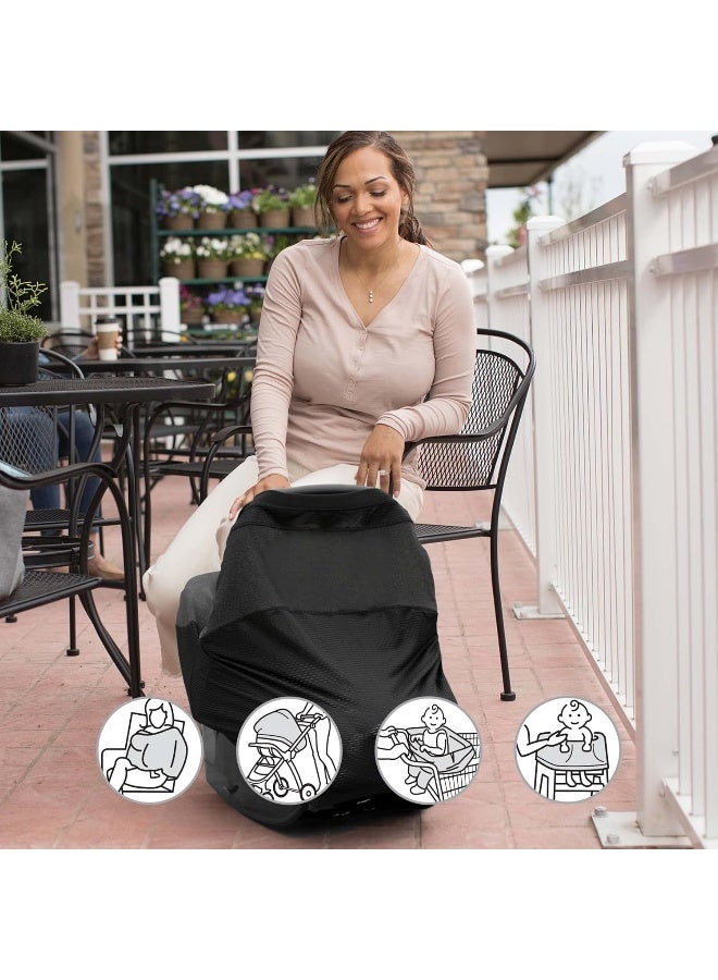 boppy غطاء بوبّي 4 وأكثر متعدد الاستخدامات | قماش رمادي فحمي | قماش محبوك سريع الجفاف UPF 50+ وشبكة قابلة للتنفس | غطاء مقعد السيارة، غطاء للرضاعة، غطاء عربة التسوق، غطاء كرسي عالي والمزيد - Image 3